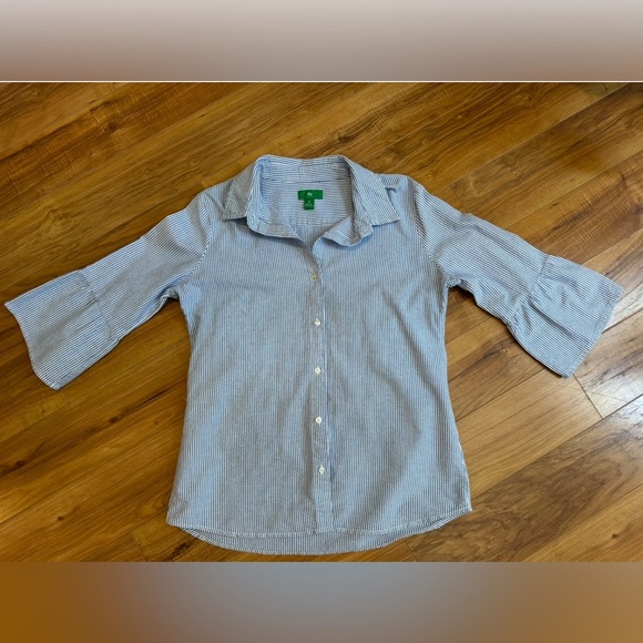 Dip Blue 3/4 Sleeve Button Down Shirt - Picture 3 of 12